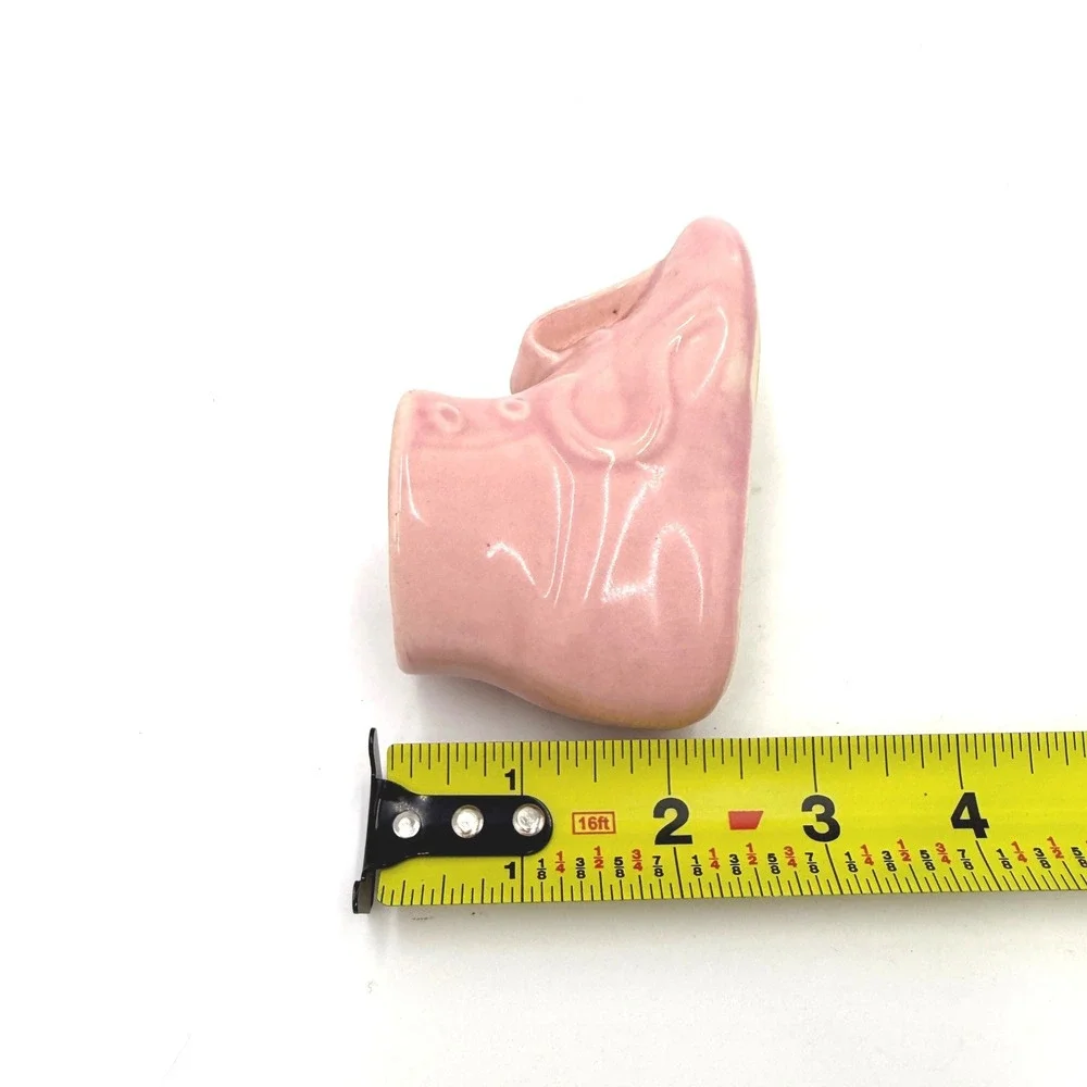 Vintage Pink Ceramic Baby Shoe Planter‎ Bootie Trinket Dish Mid Century Nursery